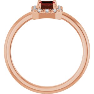 14K Rose Gold Natural Mozambique Garnet & 1/5 CTW Natural Diamond French-Set Halo-Style Ring