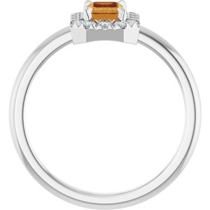 Sterling Silver Natural Citrine & 1/5 CTW Natural Diamond French-Set Halo-Style Ring