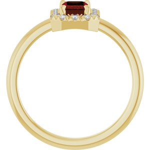 14K Yellow Gold Natural Mozambique Garnet & 1/5 CTW Natural Diamond French-Set Halo-Style Ring