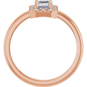 14K Rose Gold Natural White Sapphire & 1/5 CTW Natural Diamond French-Set Halo-Style Ring