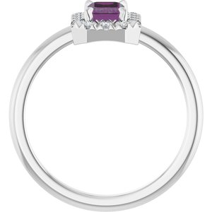 14K White Gold Lab-Grown Alexandrite & 1/5 CTW Natural Diamond French-Set Halo-Style Ring