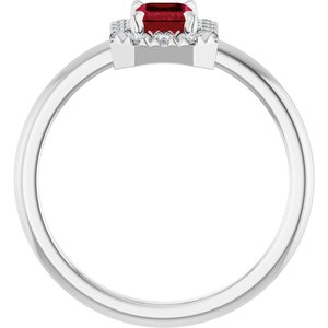 Platinum Natural Ruby & 1/5 CTW Natural Diamond French-Set Halo-Style Ring