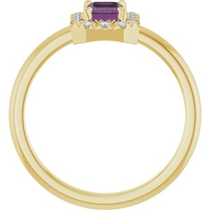 14K Yellow Gold Lab-Grown Alexandrite & 1/5 CTW Natural Diamond French-Set Halo-Style Ring