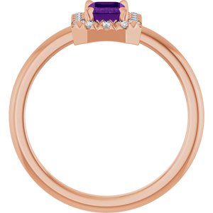 14K Rose Gold Natural Amethyst & 1/5 CTW Natural Diamond French-Set Halo-Style Ring