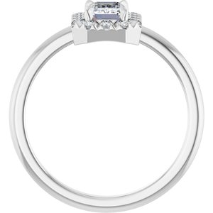 Platinum Natural White Sapphire & 1/5 CTW Natural Diamond French-Set Halo-Style Ring