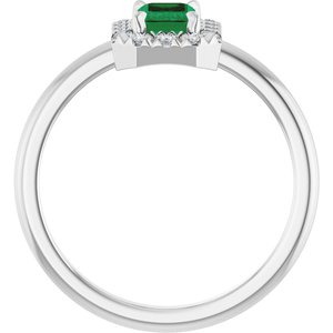Platinum Natural Emerald & 1/5 CTW Natural Diamond French-Set Halo-Style Ring