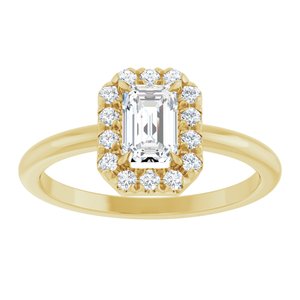 14K Yellow Gold Natural White Sapphire & 1/5 CTW Natural Diamond French-Set Halo-Style Ring
