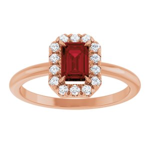14K Rose Gold Natural Mozambique Garnet & 1/5 CTW Natural Diamond French-Set Halo-Style Ring