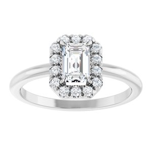 14K White Gold Natural White Sapphire & 1/5 CTW Natural Diamond French-Set Halo-Style Ring