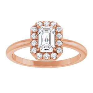 14K Rose Gold Natural White Sapphire & 1/5 CTW Natural Diamond French-Set Halo-Style Ring