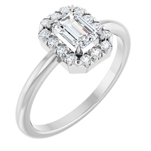14K White Gold Natural White Sapphire & 1/5 CTW Natural Diamond French-Set Halo-Style Ring