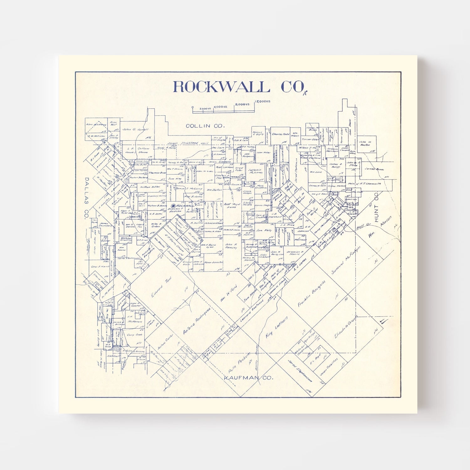 Vintage Map of Rockwall County, Texas 1927