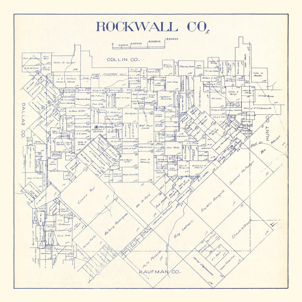 Vintage Map of Rockwall County, Texas 1927