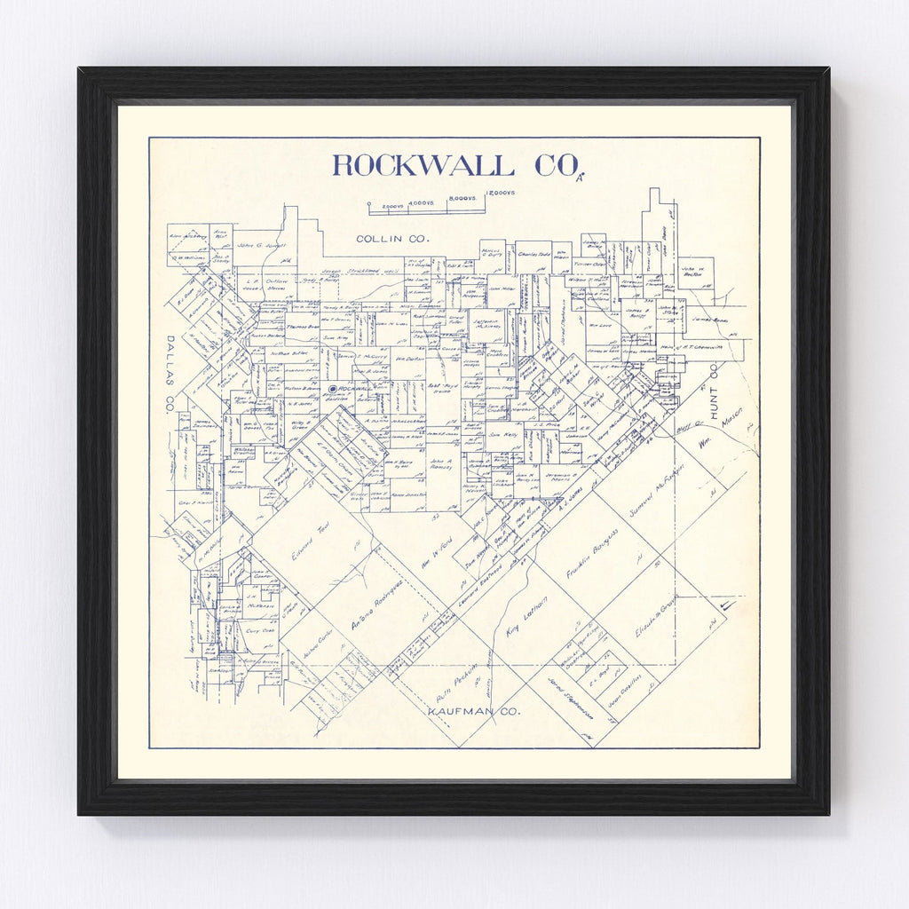 Vintage Map of Rockwall County, Texas 1927