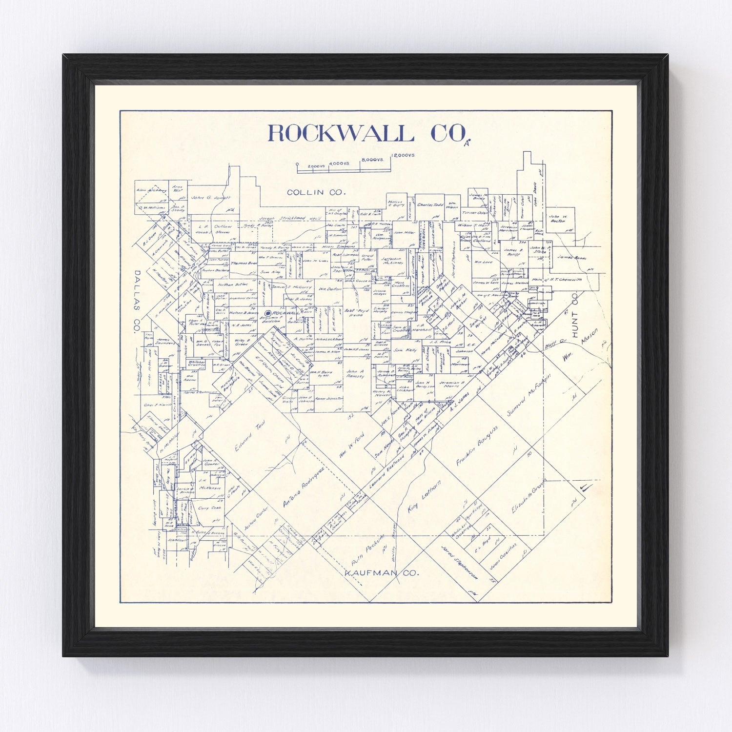 Vintage Map of Rockwall County, Texas 1927