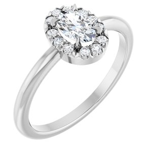 14K White Gold Natural White Sapphire & 1/10 CTW Natural Diamond French-Set Halo-Style Ring