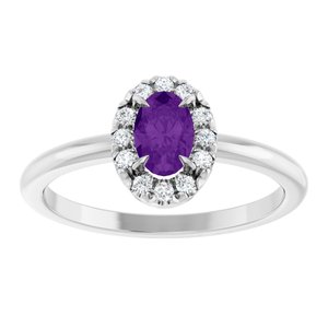 Platinum Natural Amethyst & 1/10 CTW Natural Diamond French-Set Halo-Style Ring