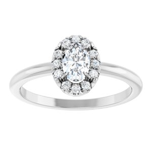 Platinum Natural White Sapphire & 1/10 CTW Natural Diamond French-Set Halo-Style Ring