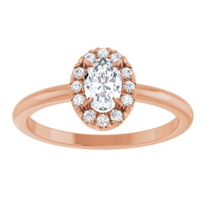 14K Rose Gold Natural White Sapphire & 1/10 CTW Natural Diamond French-Set Halo-Style Ring