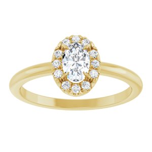 14K Yellow Gold Natural White Sapphire & 1/10 CTW Natural Diamond French-Set Halo-Style Ring