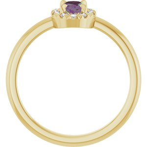 14K Yellow Gold Lab-Grown Alexandrite & 1/10 CTW Natural Diamond French-Set Halo-Style Ring
