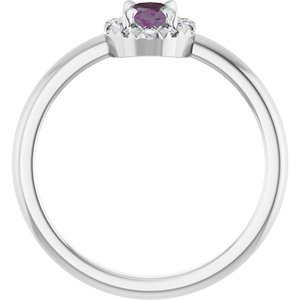 14K White Gold Lab-Grown Alexandrite & 1/10 CTW Natural Diamond French-Set Halo-Style Ring