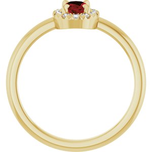 14K Yellow Gold Natural Mozambique Garnet & 1/10 CTW Natural Diamond French-Set Halo-Style Ring