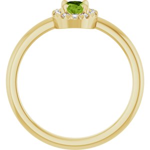 14K Yellow Gold Natural Peridot & 1/10 CTW Natural Diamond French-Set Halo-Style Ring