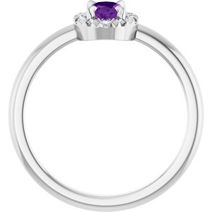 Platinum Natural Amethyst & 1/10 CTW Natural Diamond French-Set Halo-Style Ring
