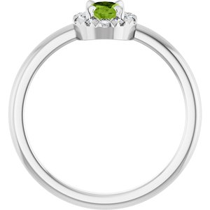 14K White Gold Natural Peridot & 1/10 CTW Natural Diamond French-Set Halo-Style Ring