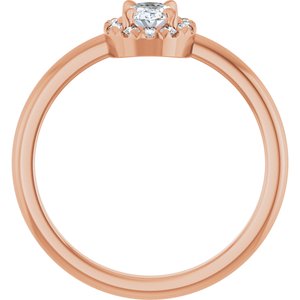 14K Rose Gold Natural White Sapphire & 1/10 CTW Natural Diamond French-Set Halo-Style Ring