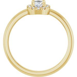 14K Yellow Gold Natural White Sapphire & 1/10 CTW Natural Diamond French-Set Halo-Style Ring