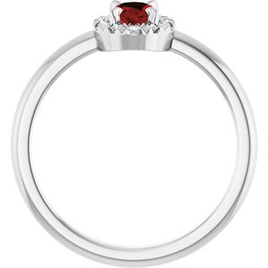 Platinum Natural Mozambique Garnet & 1/10 CTW Natural Diamond French-Set Halo-Style Ring