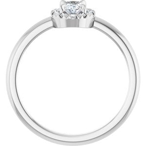 Platinum Natural White Sapphire & 1/10 CTW Natural Diamond French-Set Halo-Style Ring