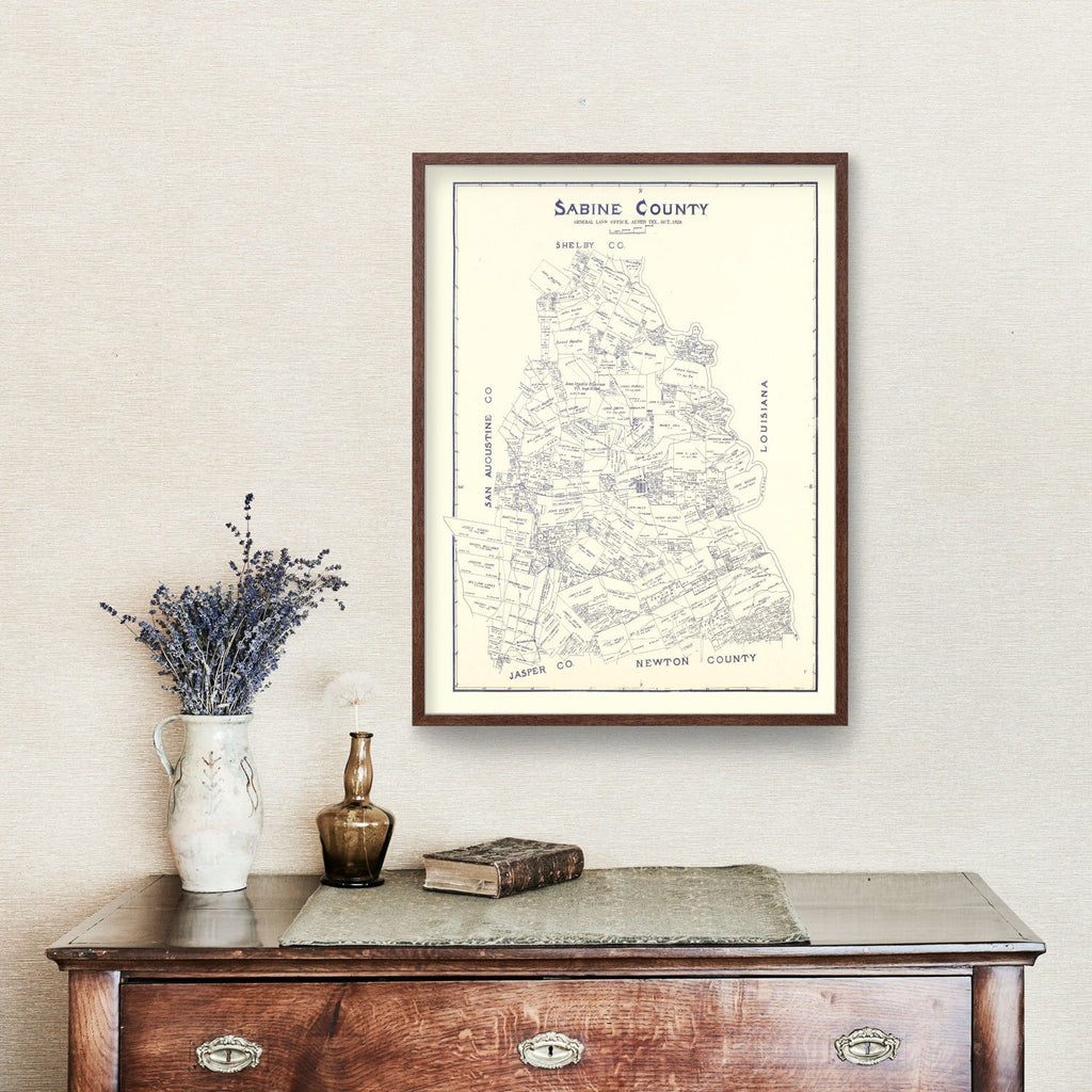 Vintage Map of Sabine County, Texas 1920
