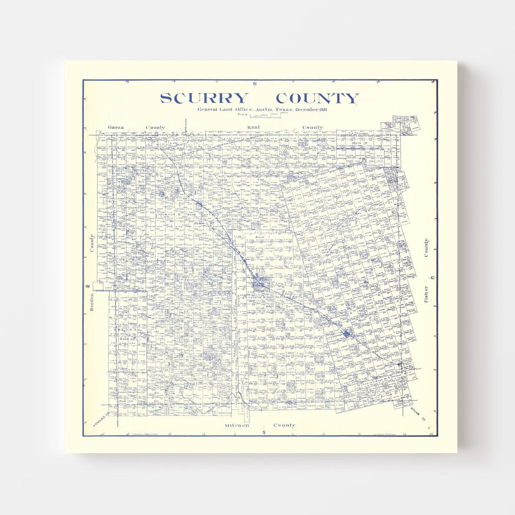 Vintage Map of Scurry County, Texas 1921