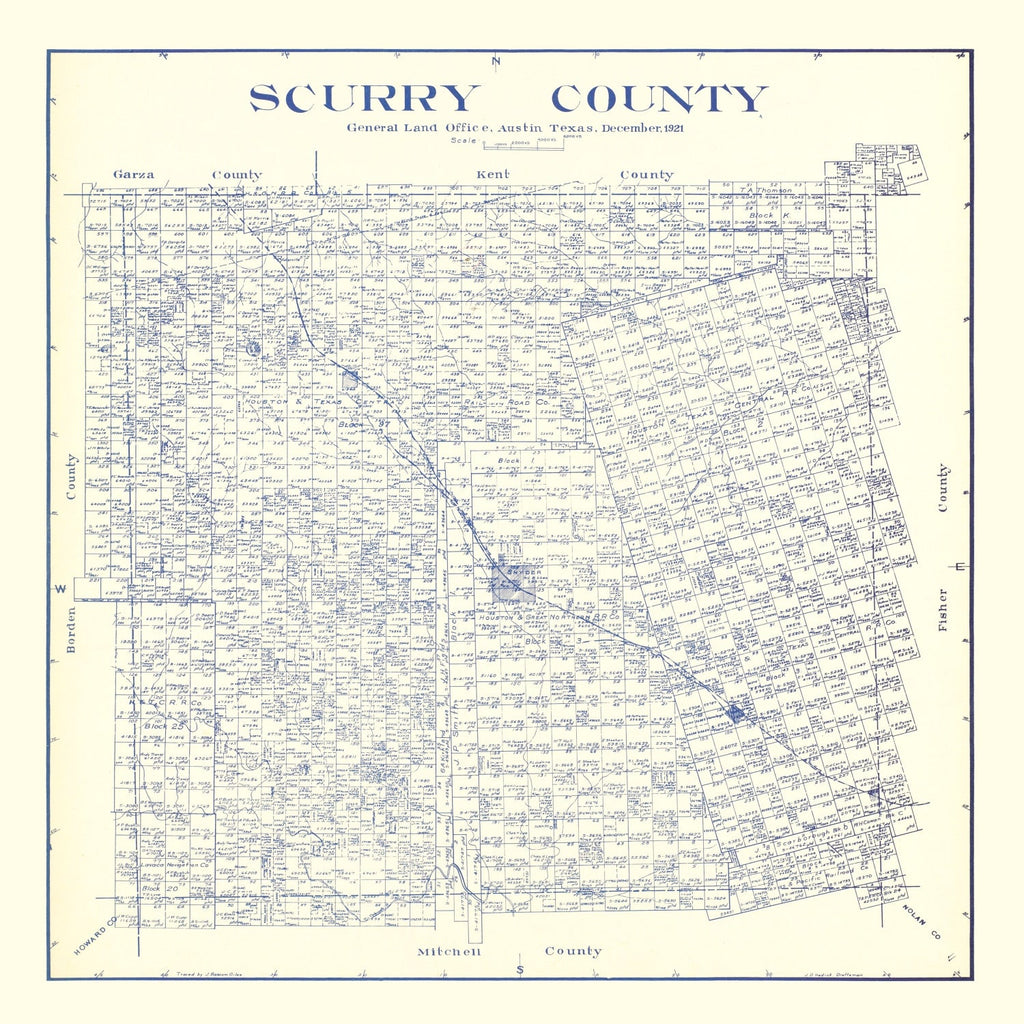 Vintage Map of Scurry County, Texas 1921