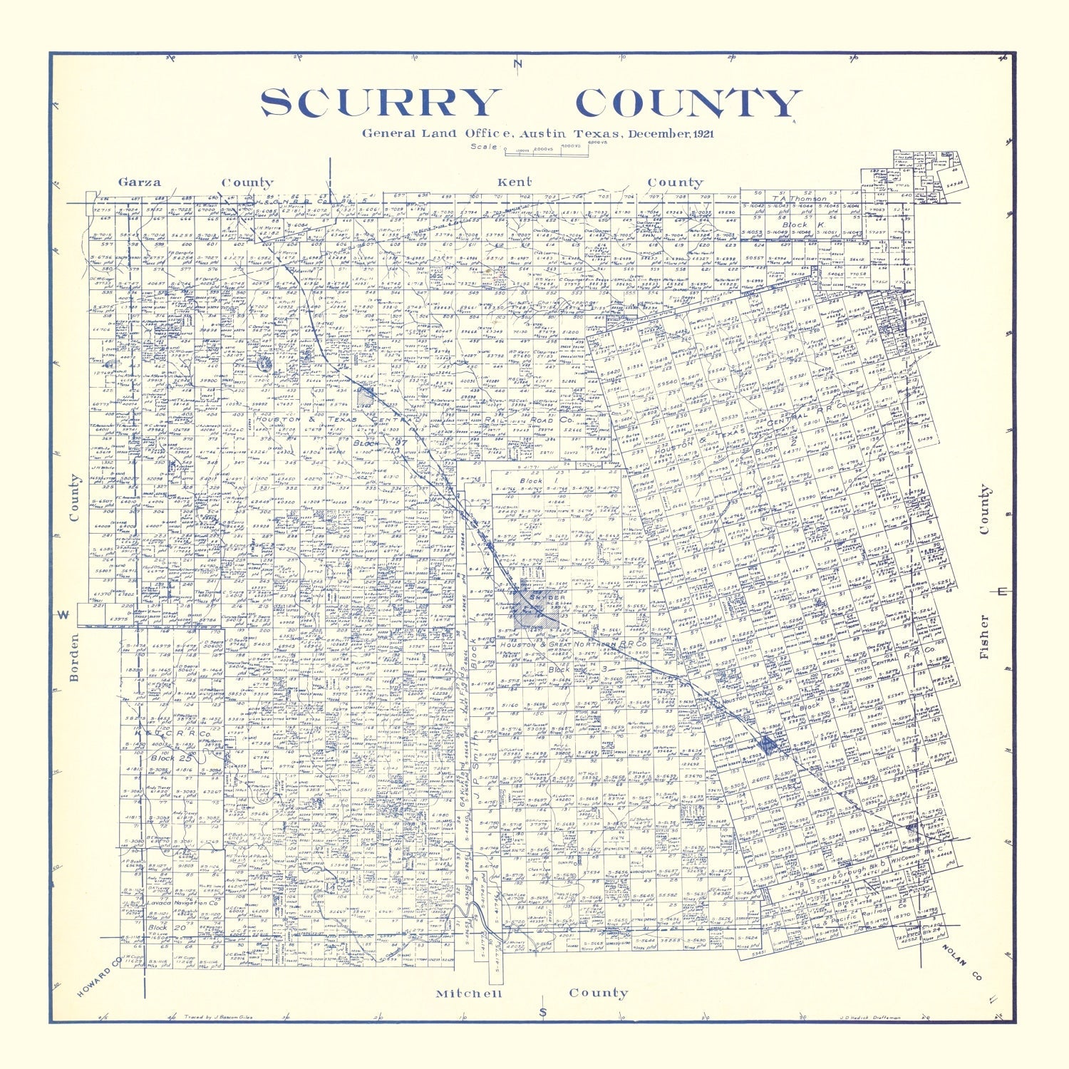 Vintage Map of Scurry County, Texas 1921