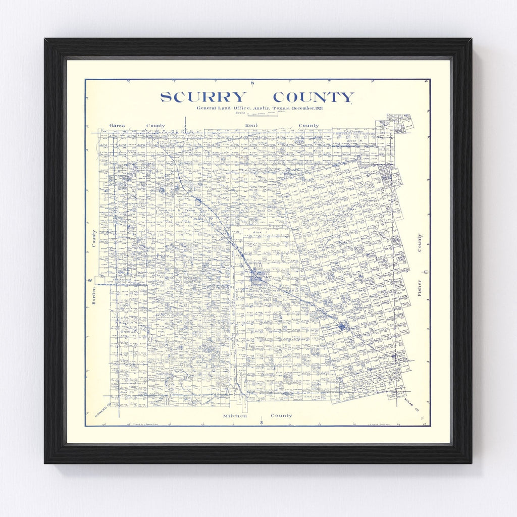 Vintage Map of Scurry County, Texas 1921
