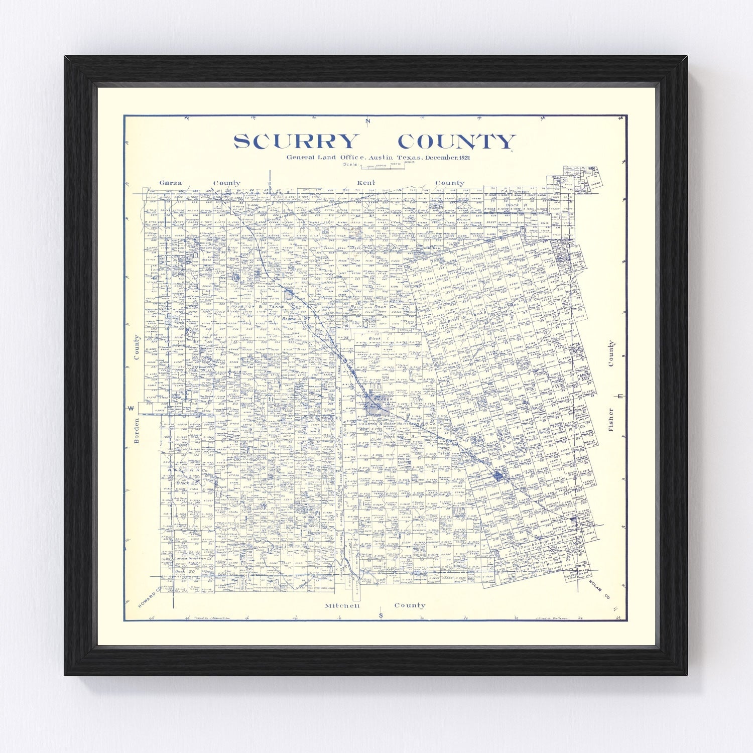 Vintage Map of Scurry County, Texas 1921