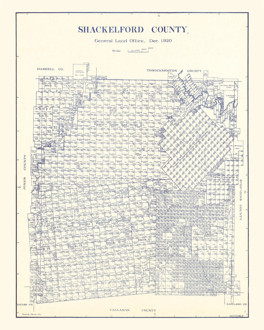 Vintage Map of Shackelford County, Texas 1920