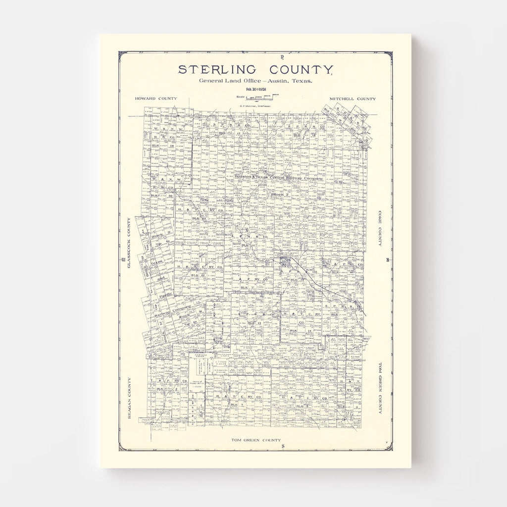 Vintage Map of Sterling County, Texas 1926