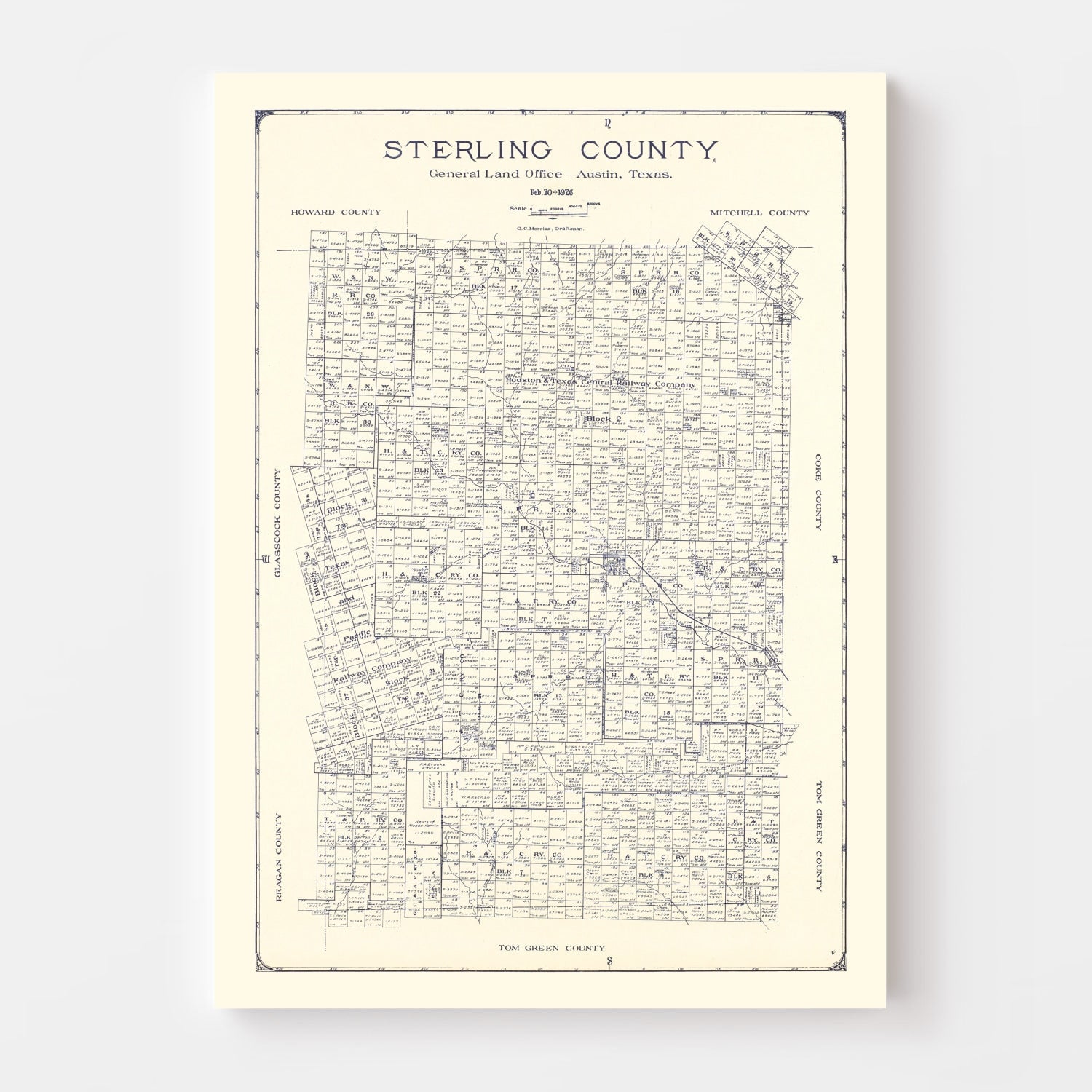 Vintage Map of Sterling County, Texas 1926