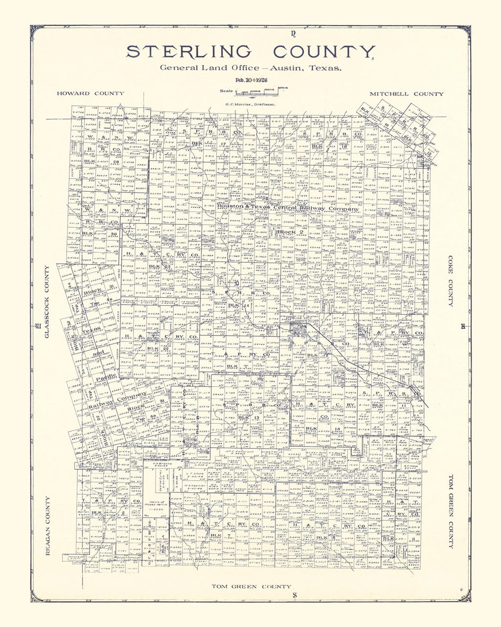 Vintage Map of Sterling County, Texas 1926