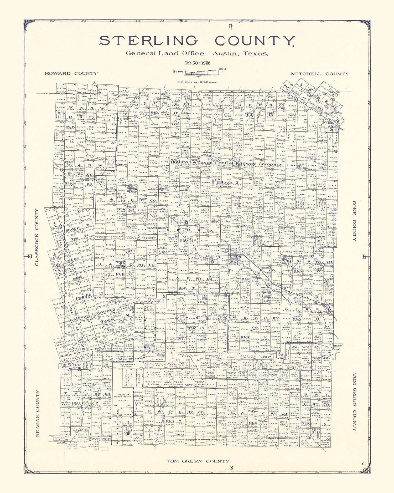 Vintage Map of Sterling County, Texas 1926