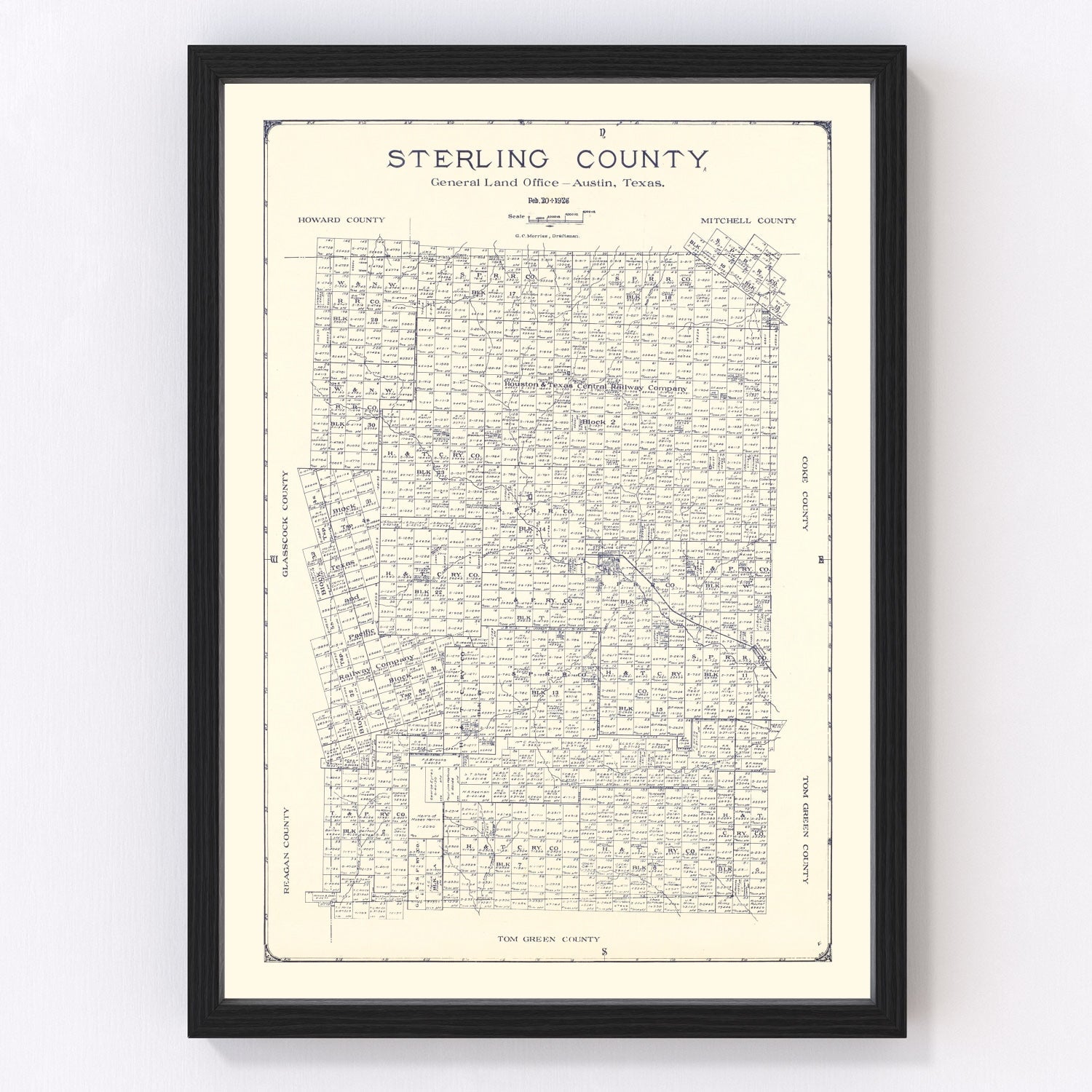 Vintage Map of Sterling County, Texas 1926