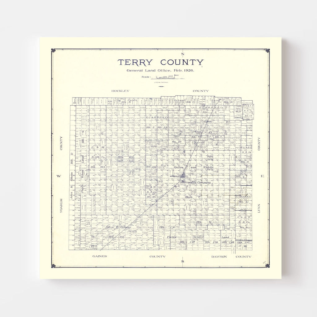 Vintage Map of Terry County, Texas 1926