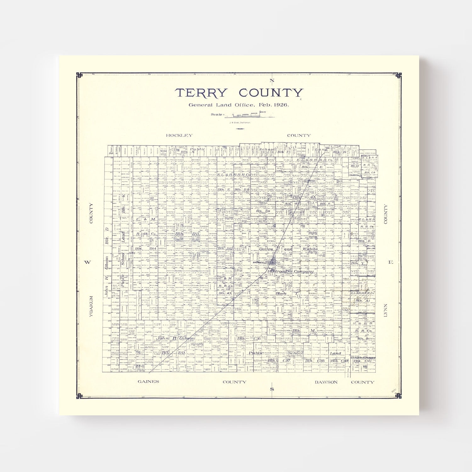 Vintage Map of Terry County, Texas 1926
