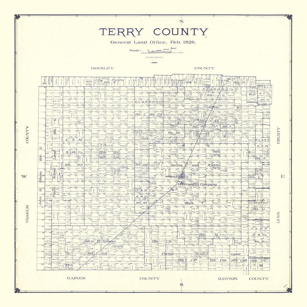 Vintage Map of Terry County, Texas 1926