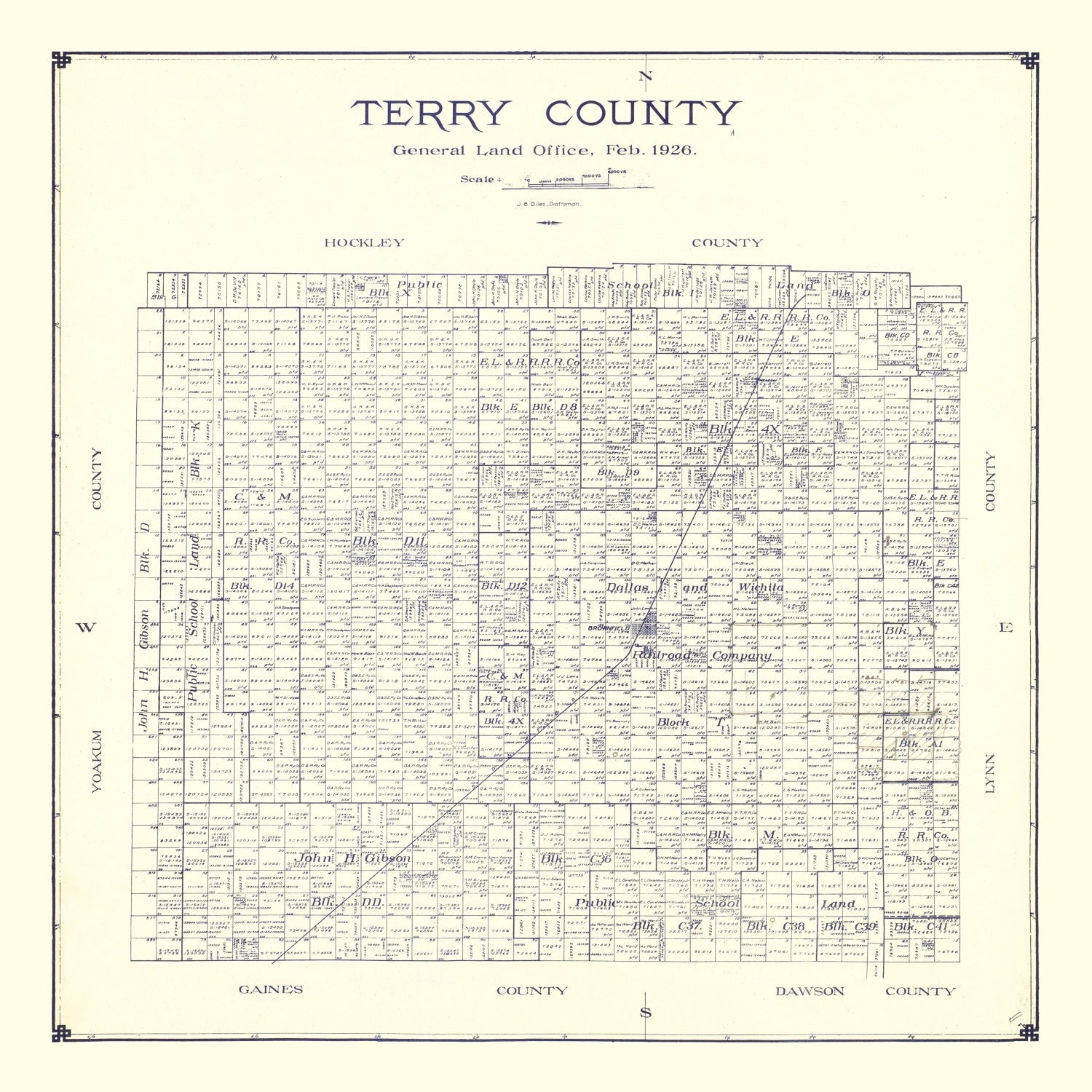 Vintage Map of Terry County, Texas 1926